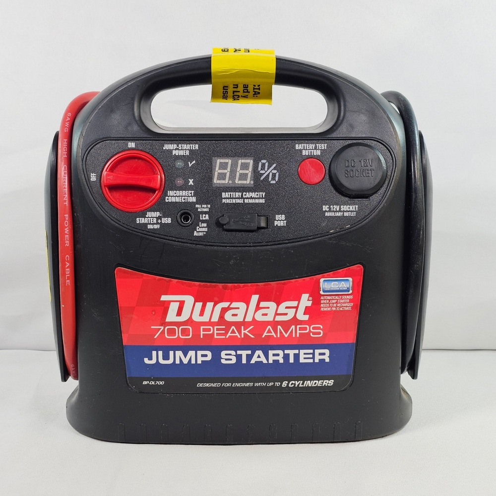 Duralast BP-DL700 700 Peak Amp Portable Jump Starter 12V DC USB 6 Cylinder Black